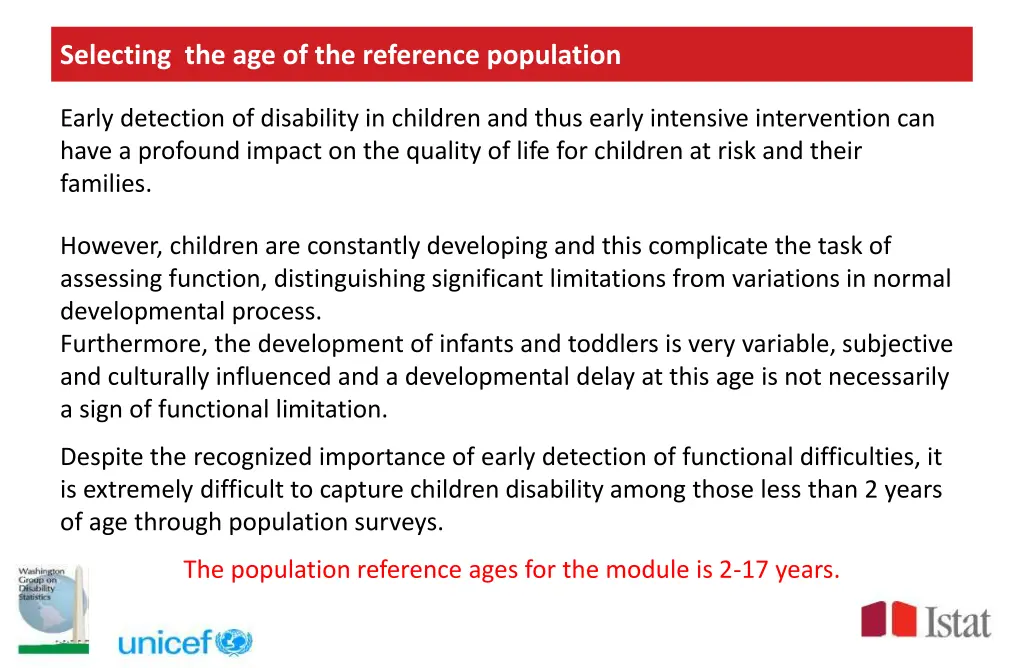 selecting the age of the reference population