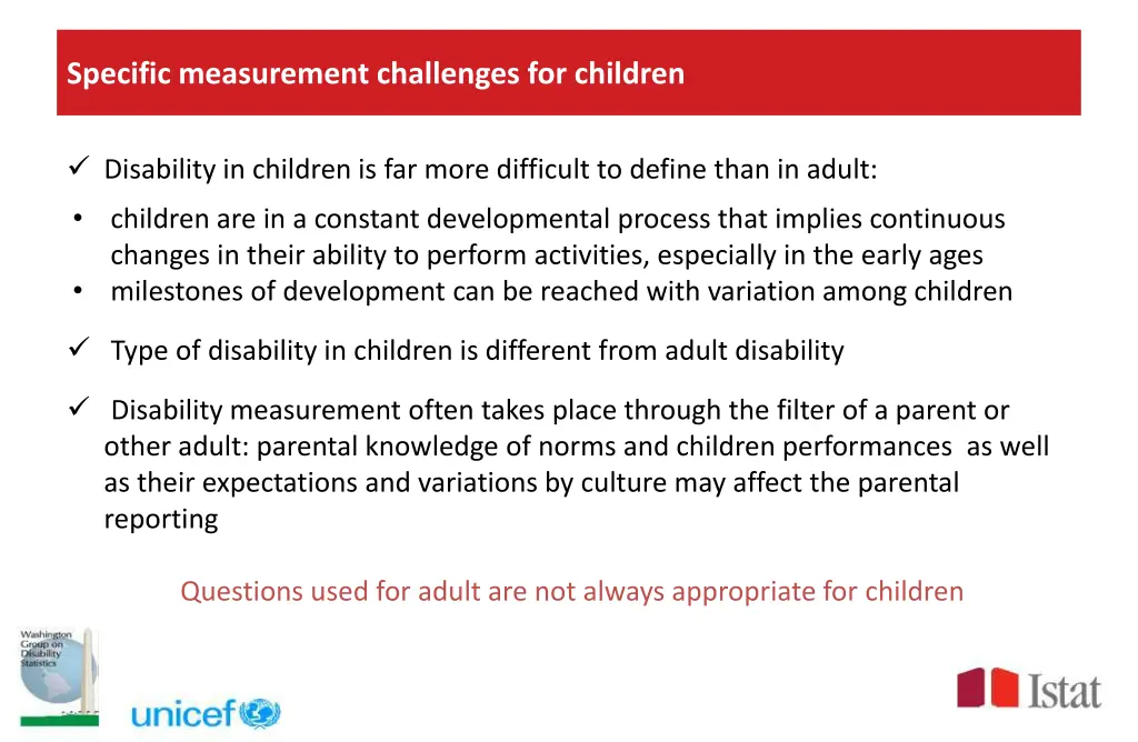 specific measurement challenges for children