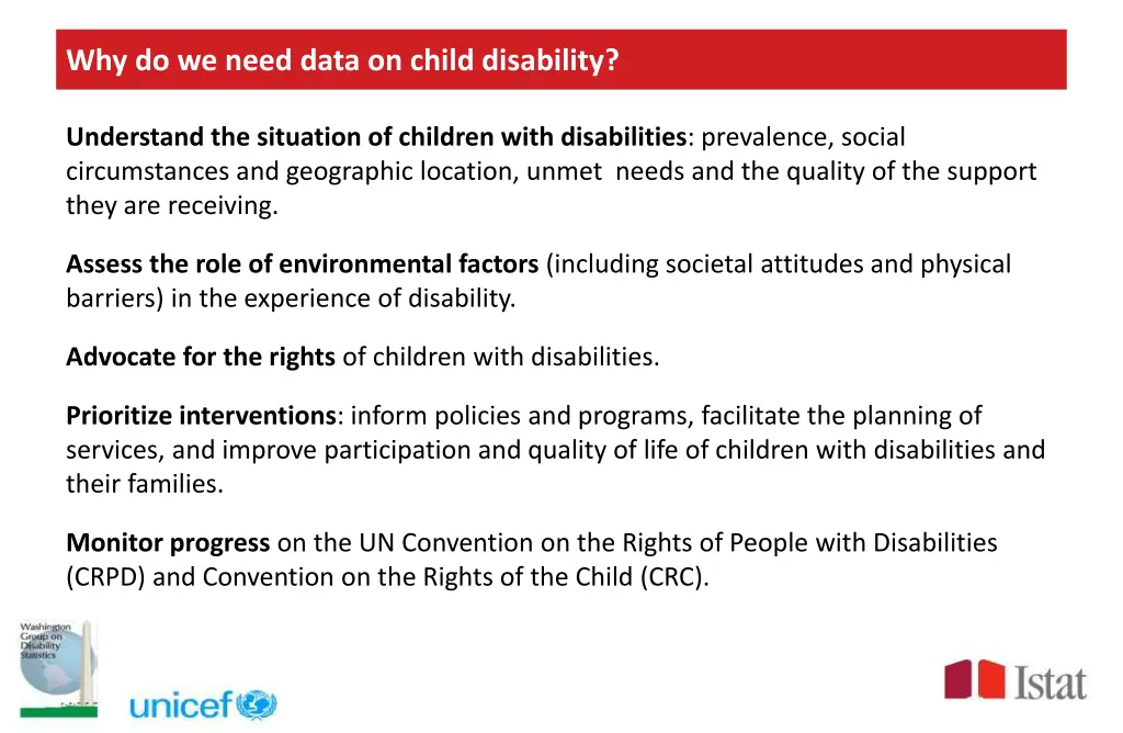 why do we need data on child disability