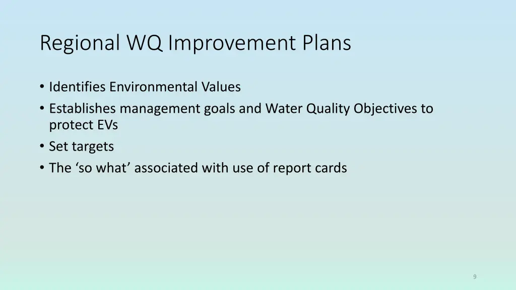 regional wq improvement plans