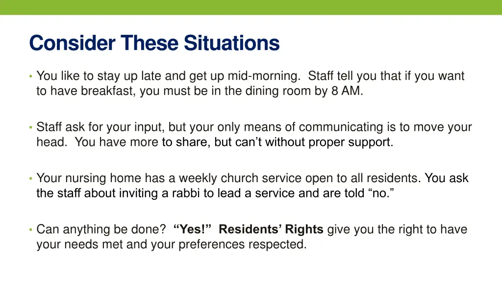 consider these situations
