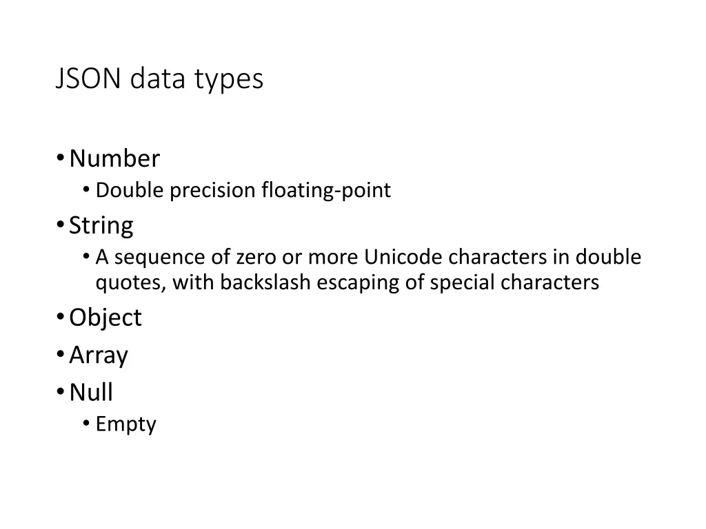 json data types