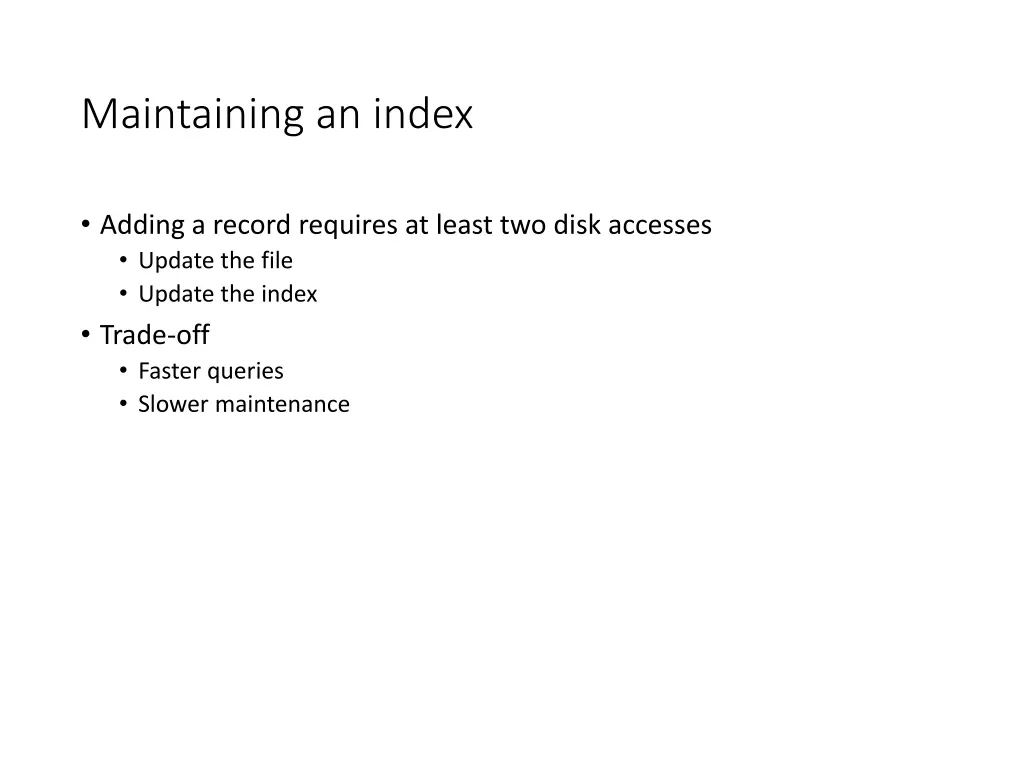 maintaining an index