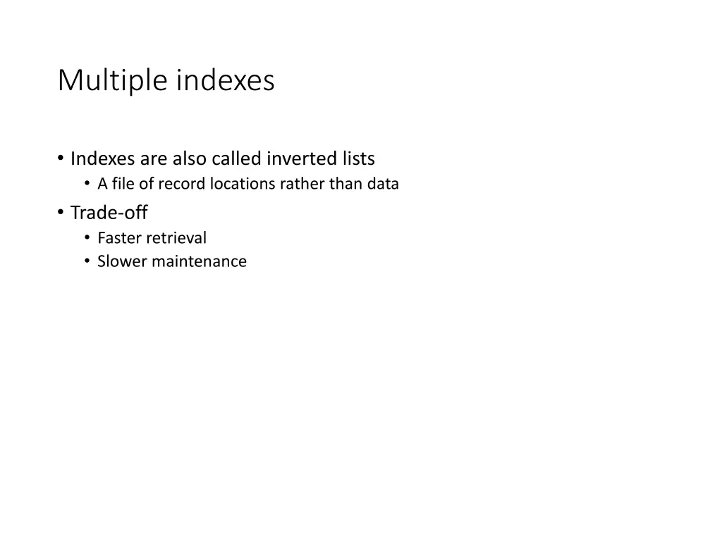 multiple indexes 1