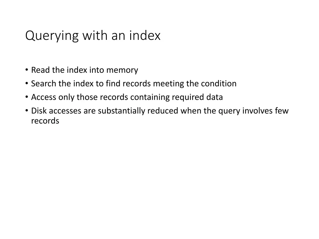 querying with an index