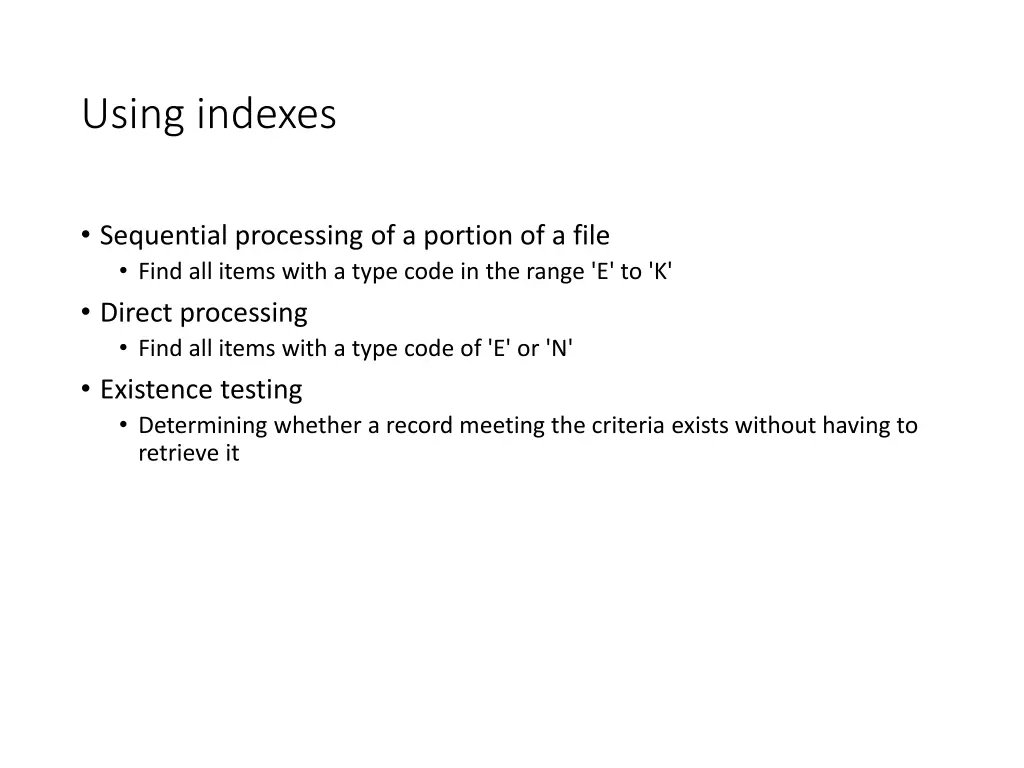 using indexes