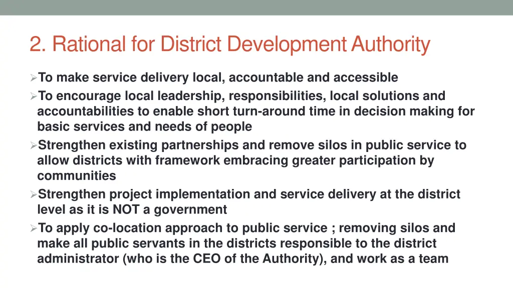 2 rational for district development authority