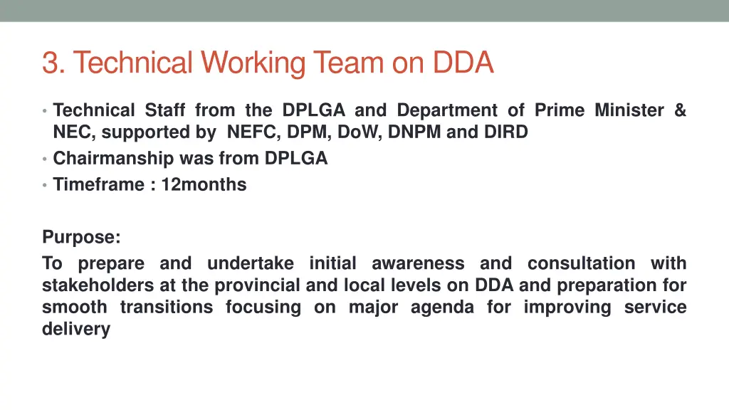 3 technical working team on dda