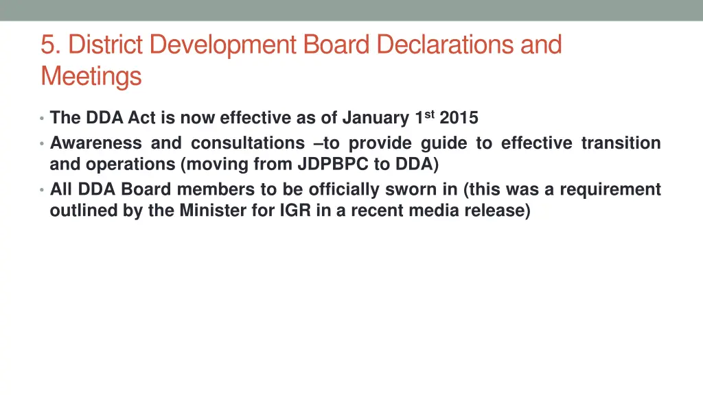 5 district development board declarations