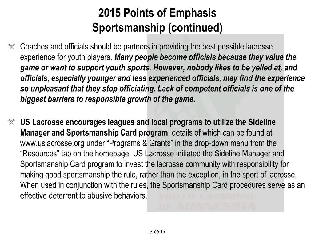 2015 points of emphasis sportsmanship continued