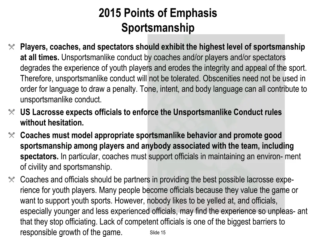 2015 points of emphasis sportsmanship