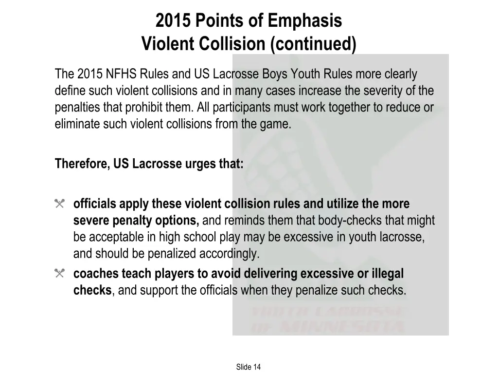 2015 points of emphasis violent collision