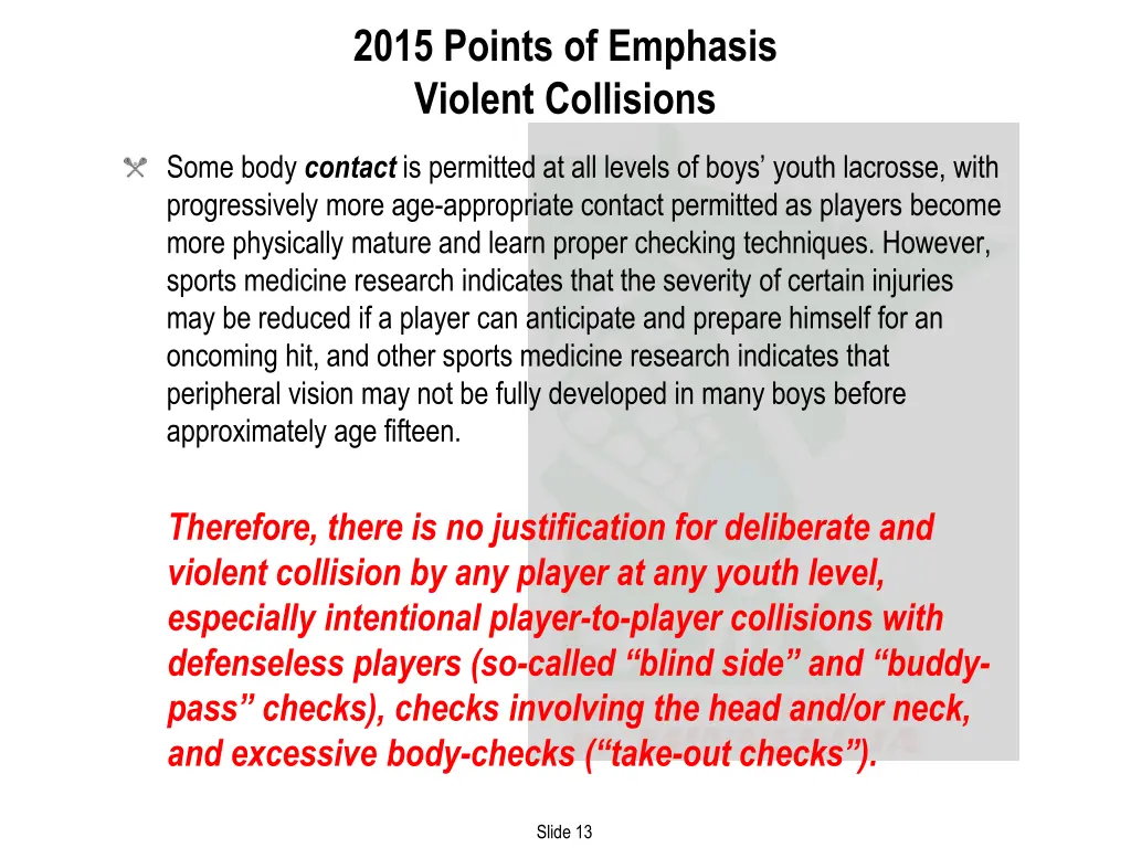2015 points of emphasis violent collisions