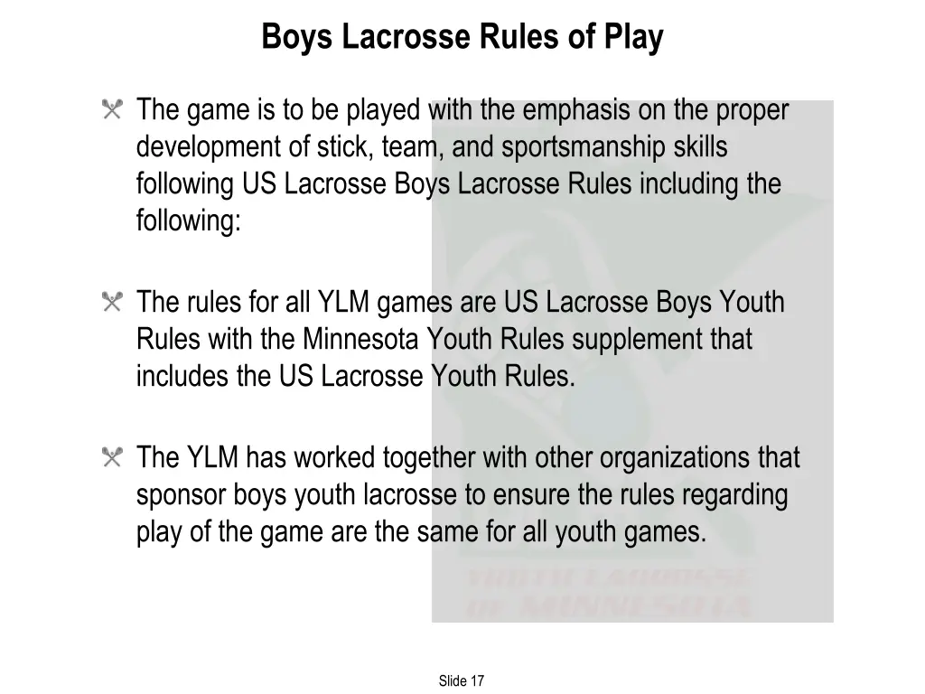 boys lacrosse rules of play