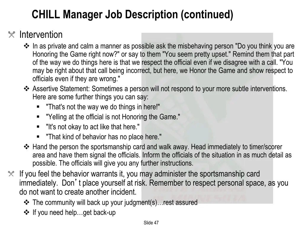 chill manager job description continued