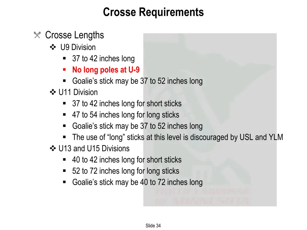 crosse requirements