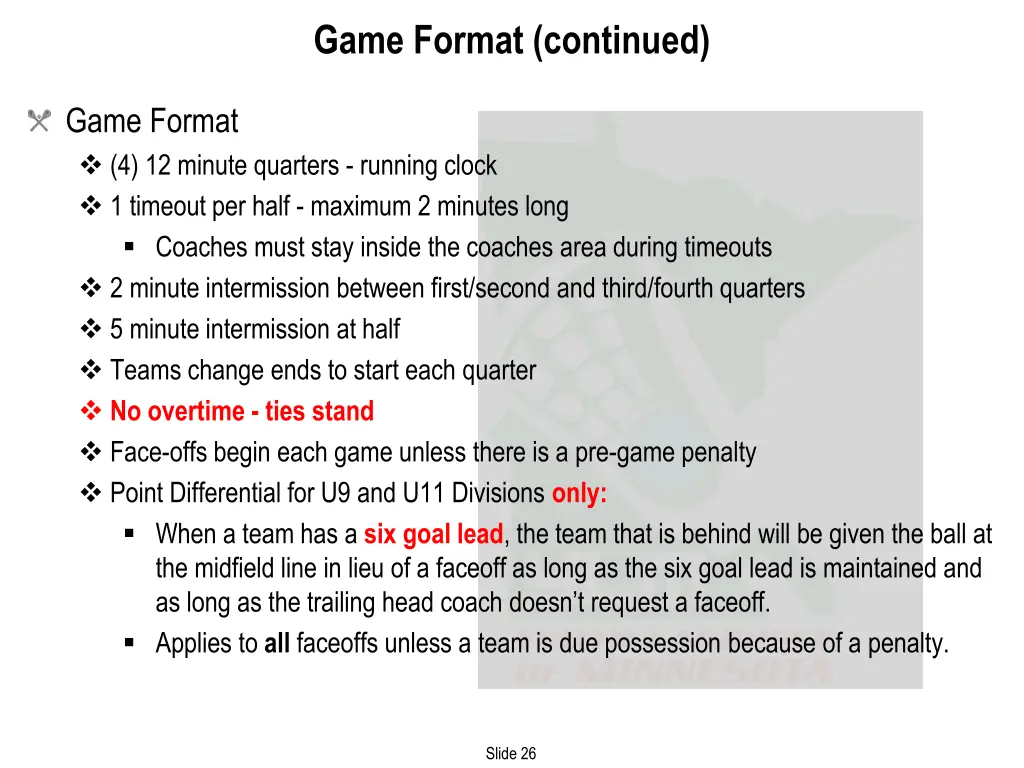 game format continued