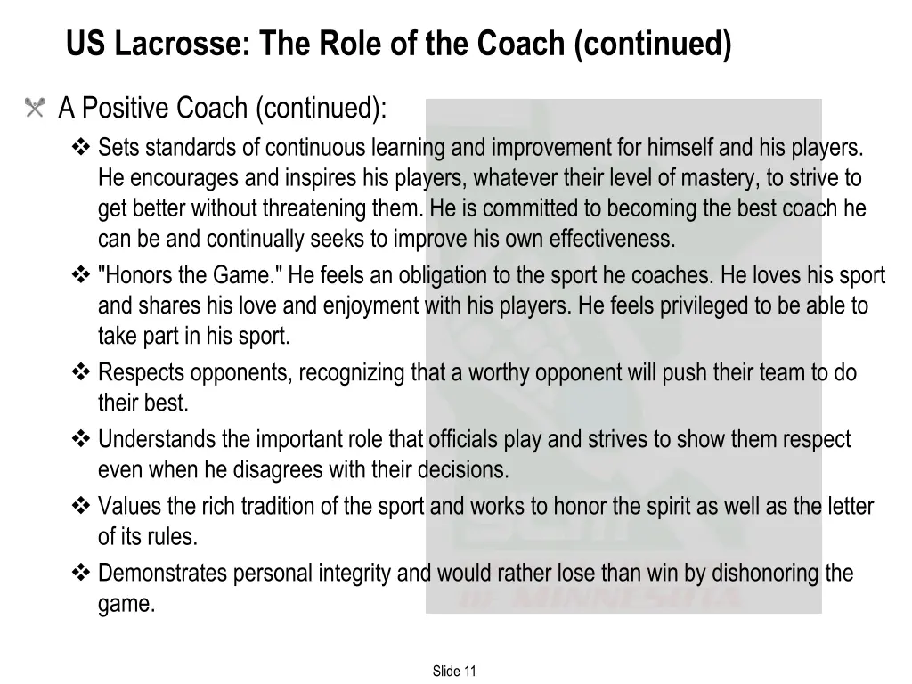 us lacrosse the role of the coach continued