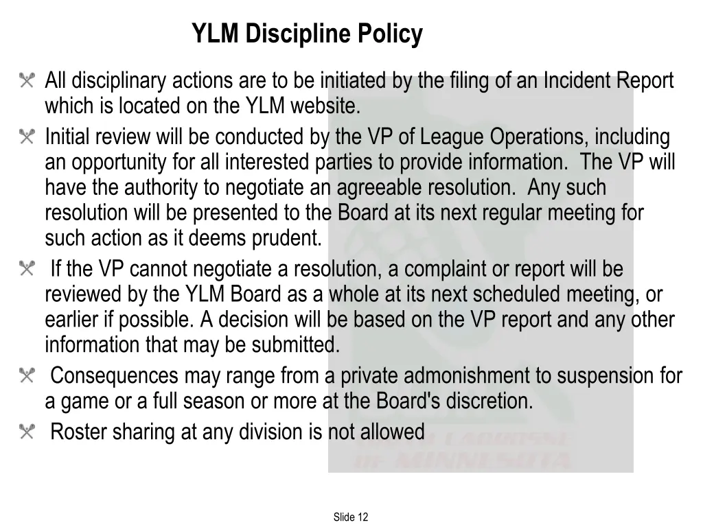 ylm discipline policy
