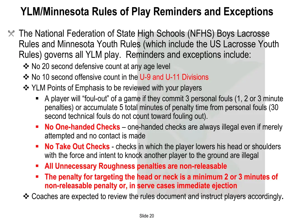 ylm minnesota rules of play reminders