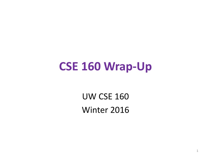 cse 160 wrap up