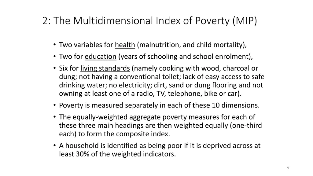 2 the multidimensional index of poverty mip