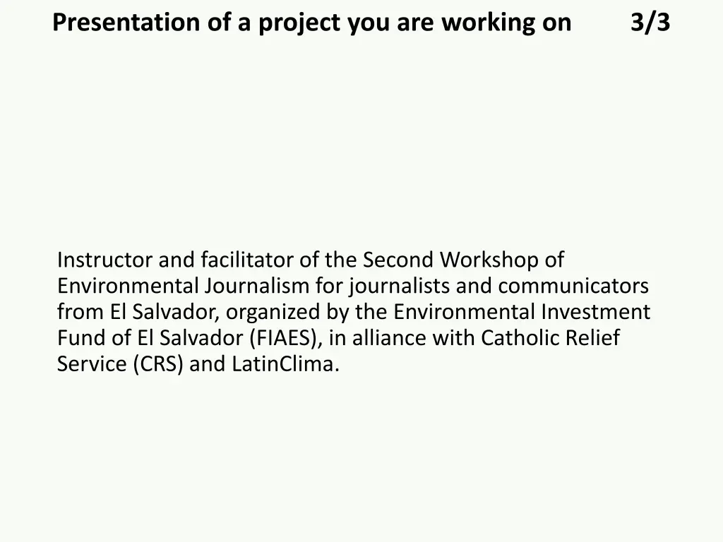 presentation of a project you are working on 2