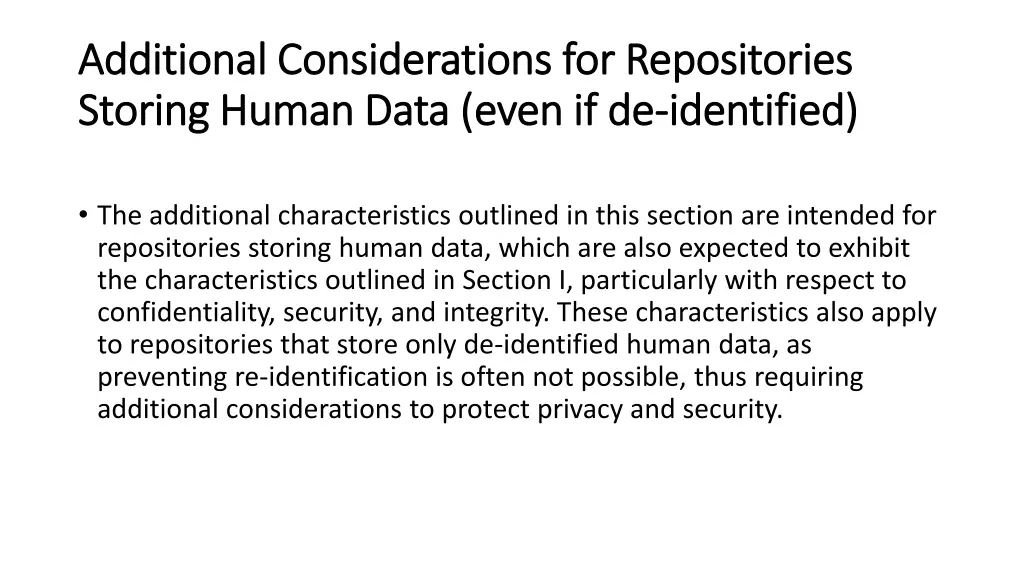 additional considerations for repositories