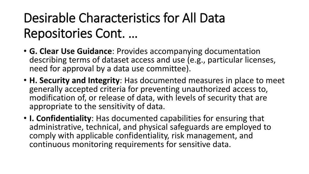 desirable characteristics for all data desirable 2