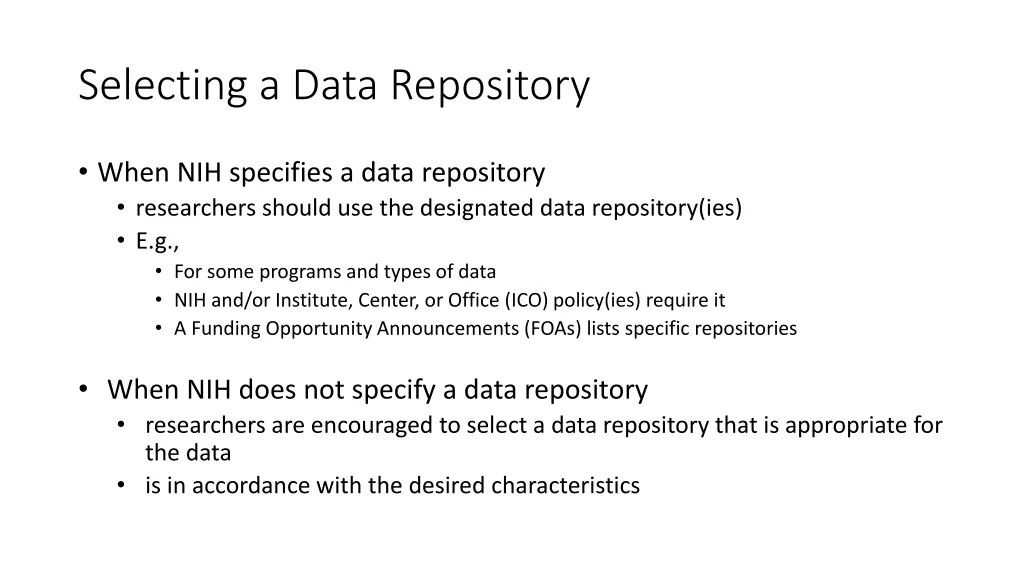 selecting a data repository