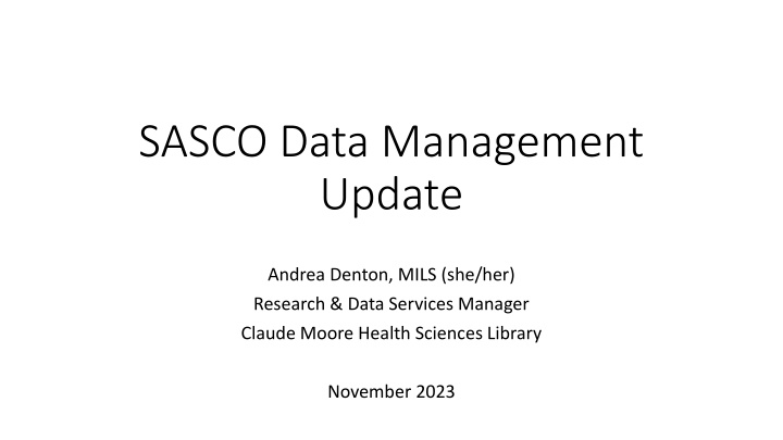 sasco data management update