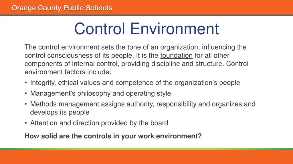 control environment
