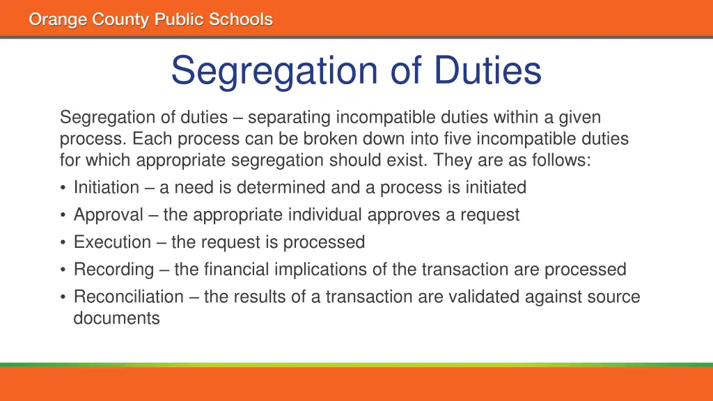 segregation of duties