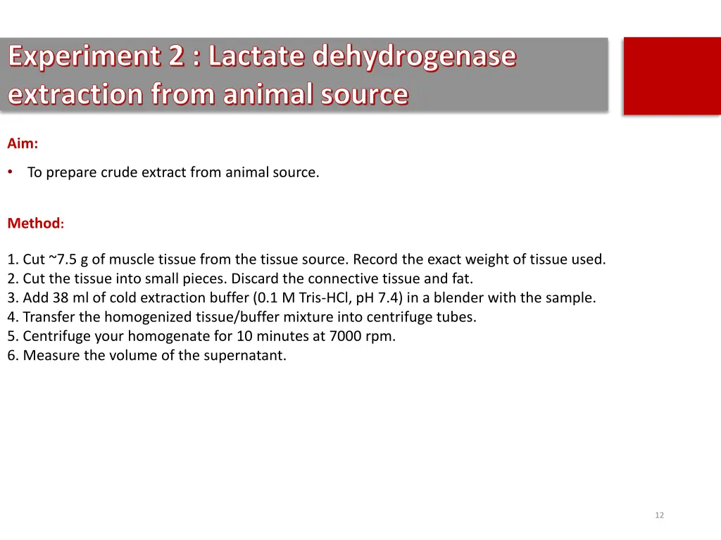 experiment 2 lactate dehydrogenase extraction