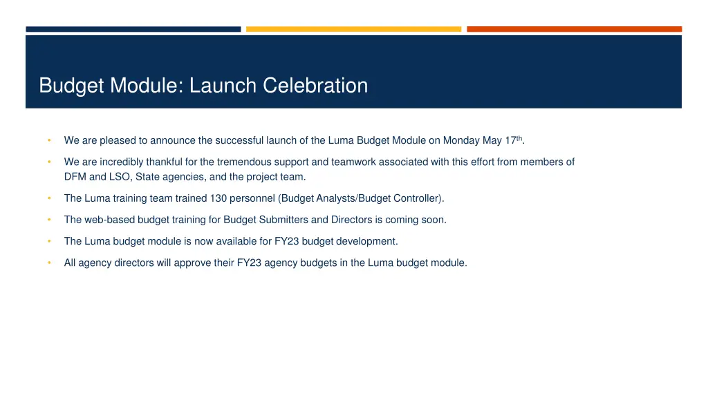 budget module launch celebration