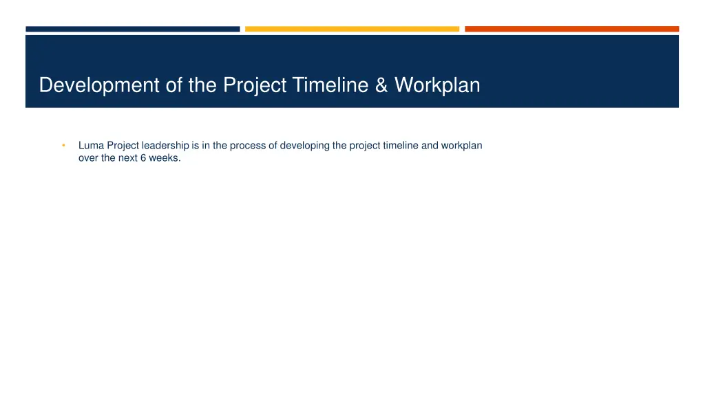 development of the project timeline workplan