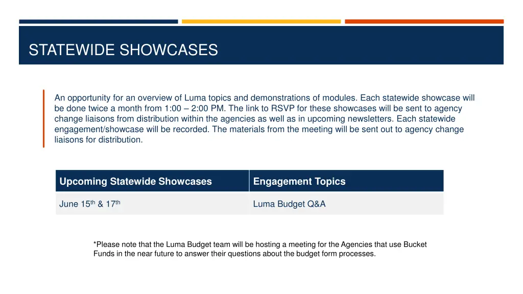 statewide showcases