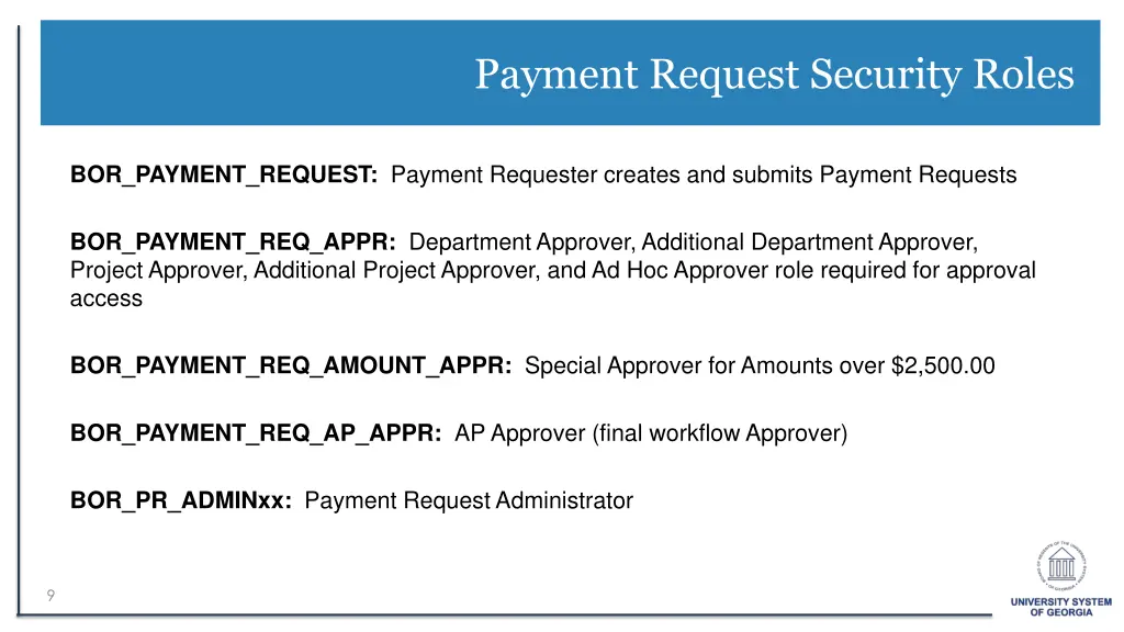 payment request security roles