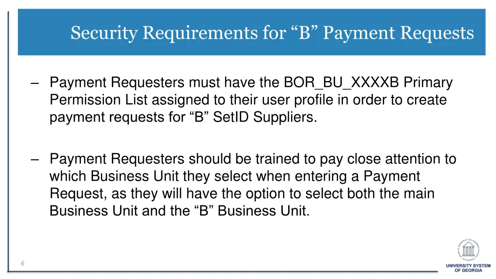 security requirements for b payment requests