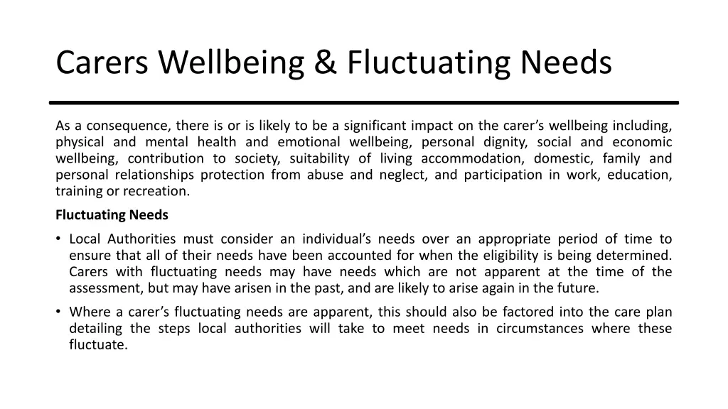carers wellbeing fluctuating needs