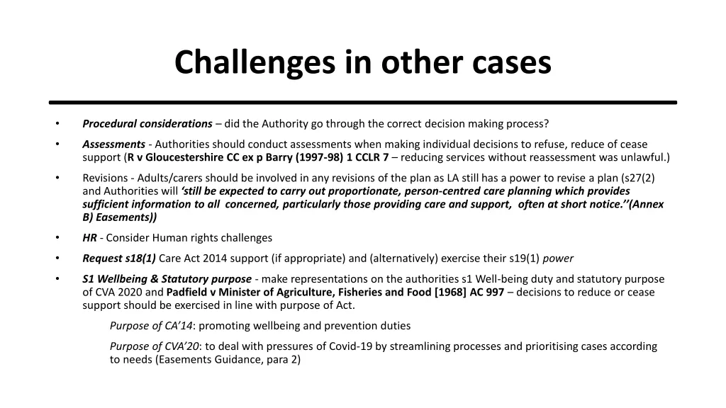 challenges in other cases