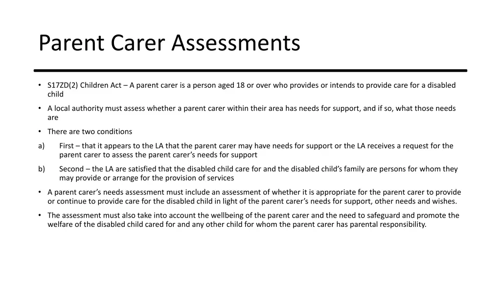parent carer assessments