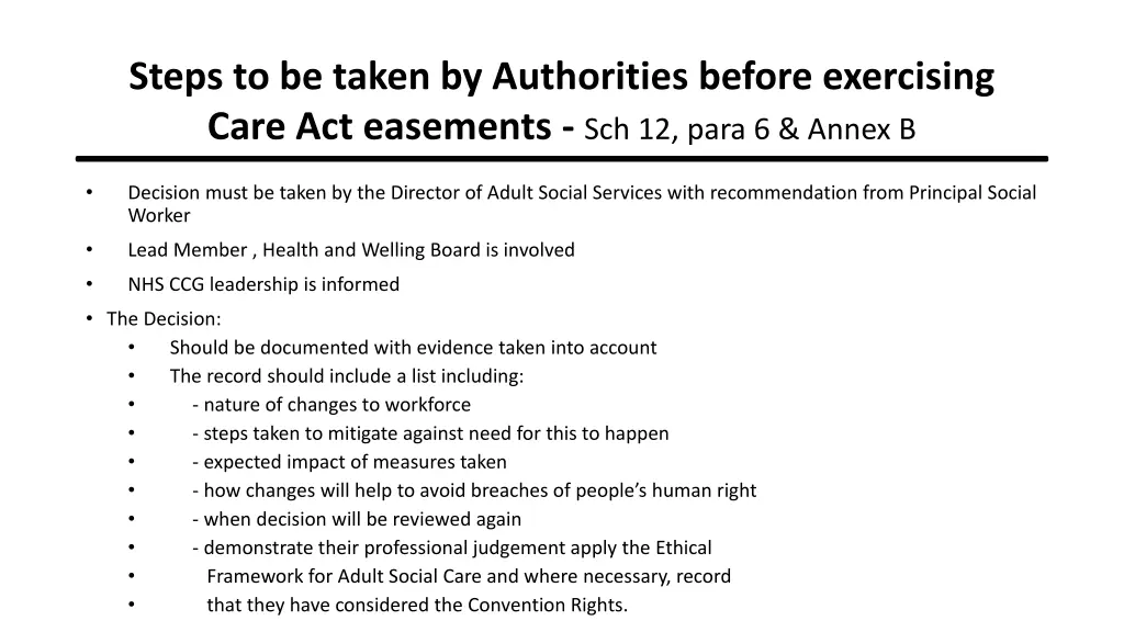 steps to be taken by authorities before