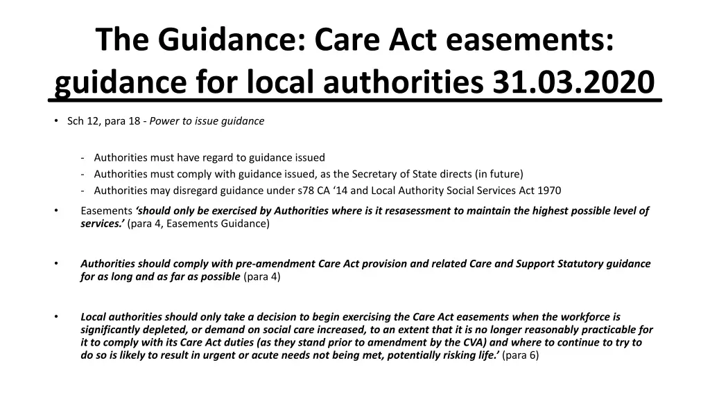 the guidance care act easements guidance