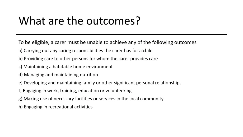 what are the outcomes