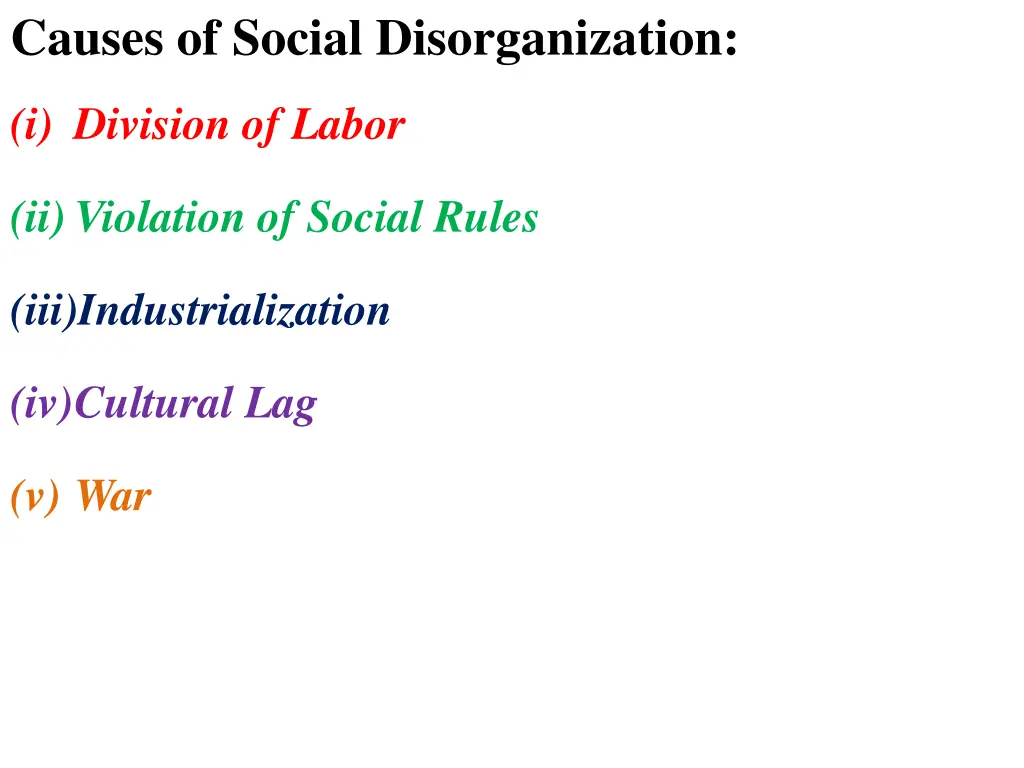 causes of social disorganization
