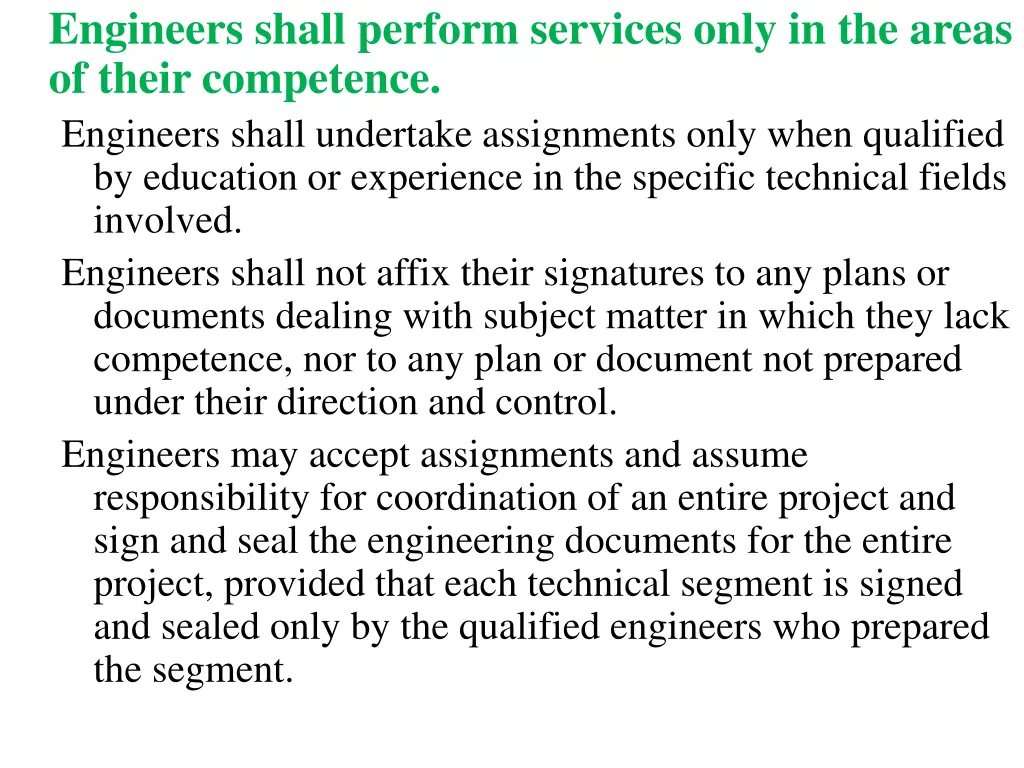 engineers shall perform services only