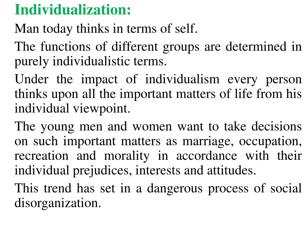 individualization man today thinks in terms