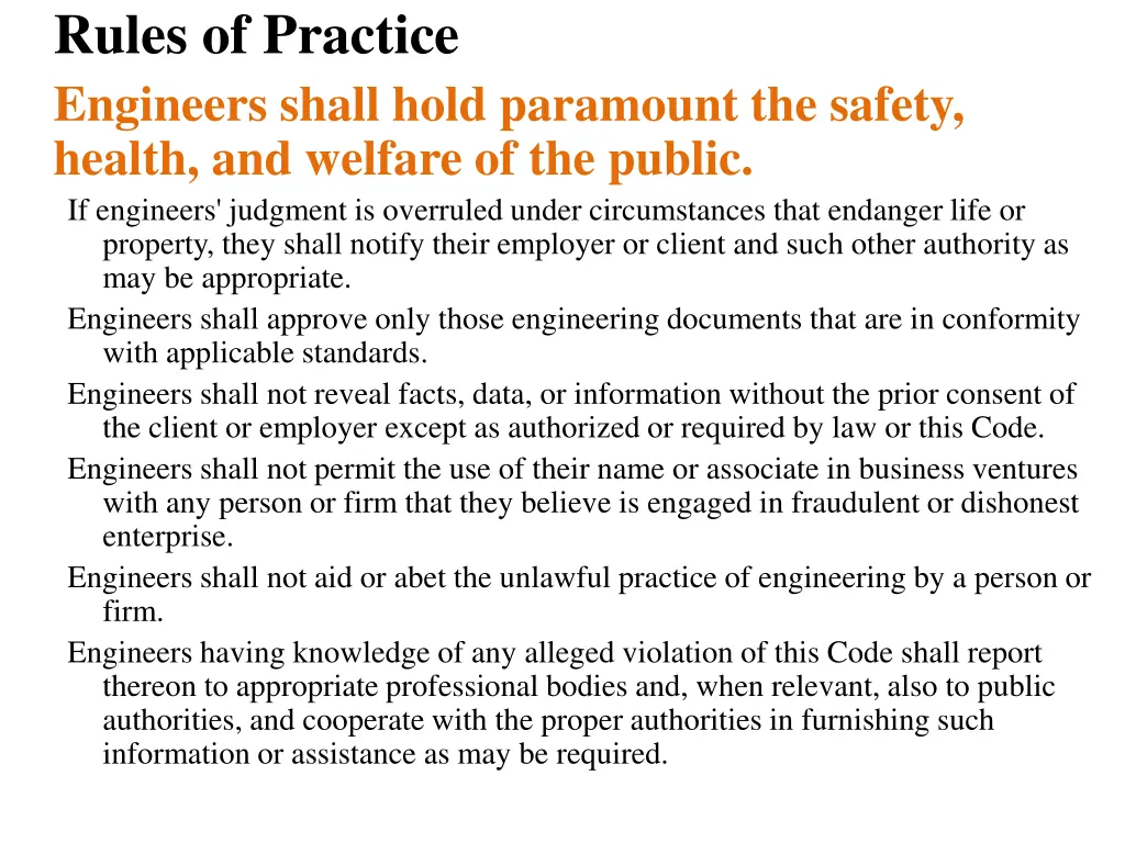 rules of practice engineers shall hold paramount