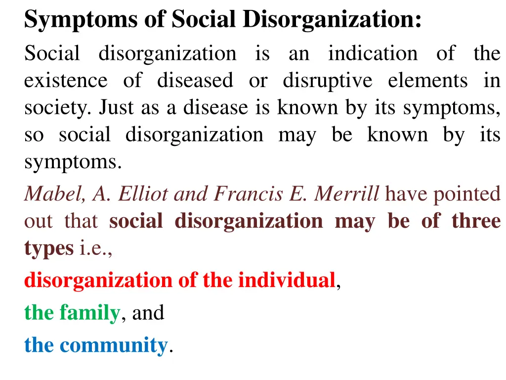 symptoms of social disorganization social